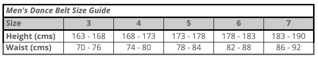 Dance Belt Size Guide for Men